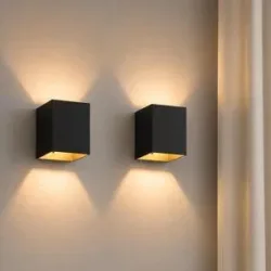 LUSENZ 2x Cometa nero s - Rechteckige Wandleuchte mit mattschwarzer Beschichtung - Up- und Downlight
