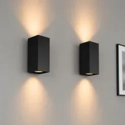 LUSENZ 2x Cometa nova - Up- und Downlight - Rechteckige Wandleuchte mit mattschwarzer Beschichtung