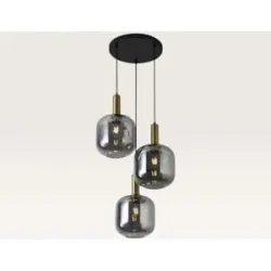 LUSENZ Hängelampe Xirena vetro fumé III ? Drei Kugeln aus Rauchglas mit verspielter Optik ? Ohne Lichtquelle