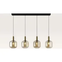 LUSENZ Hängelampe Xirena ambra IV ? Vier Kugeln aus bernsteinfarbenem Glas mit ausgleichenden Wirkung ? Ohne Lichtquelle