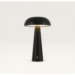 LUSENZ Oryllo - Pilzlampe Schwarz 30 cm - Tischleuchte Wohnzimmer - Glasschirm - Dimmbar - USB-C - Modern Design - 3000K/4500K/6500K