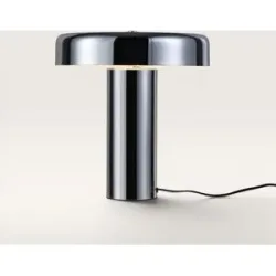 LUSENZ Arcene - Retro Tischlampe Chrome Metall 30 cm - Schreibtischlampe - Chrom Beschichtetes Metall - E14 Fassung - Mit Ein/Aus-Schalter