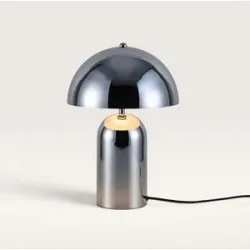 LUSENZ Asteri - Chrom Metall Pilzlampe 40 cm - Retro tischlampe - Lampe für kommode - Beschichtetes Metall - E14 Fassung - Mit Ein/Aus-Schalter