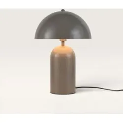 LUSENZ Asteri - Taupe Metall Pilzlampe 40 cm - Retro tischlampe - Lampe für kommode - Beschichtetes Metall - E14 Fassung - Mit Ein/Aus-Schalter