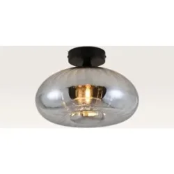 LUSENZ Deckenleuchte Zareon vetro fumé ? Silberne Kugel aus Rauchglas und schwarzem Sockel ? Sternförmiger Lichteffekt für den Innenbereich ? Ohne Leuchtmittel