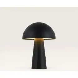 LUSENZ Arvento - Pilzlampe Schwarz 20 cm - Kabellose Tischlampe - Dimmbar - USB-C - Retro design - IP44 Innen- und Außenbereich - 3000K/4500K/6000K
