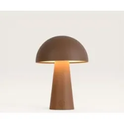 LUSENZ Arvento - Pilzlampe Braun 20 cm - Kabellose tischlampe -Dimmbar - IP44 Innen- und Außenbereich - USB-C - Retro design - 3000K/4500K/6000K
