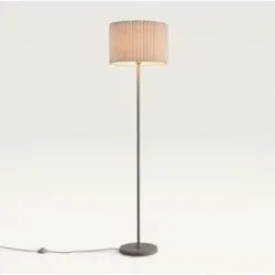 LUSENZ Selyra - Stehlampe Taupe Metall 150 cm - Stehlampe wohnzimmer - Klassisch desgin - E27 Fassung - Leinenschirm - Mit Fußschalter