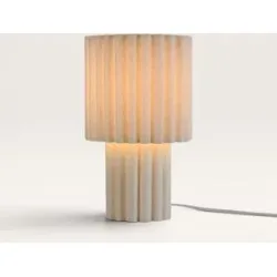 LUSENZ Selyra - Tischlampe Leinen Beige 30 cm - Nachttischlampe - Skandinavisches design - E27 Fassung - Mit Ein/Aus-Schalter