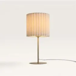 LUSENZ Selyra - Tischlampe mit Leinenschirm 40 cm - Nachttischlampe - Klassisch design - Beiger Fuß - E27 Fassung - Mit Ein/Aus-Schalter