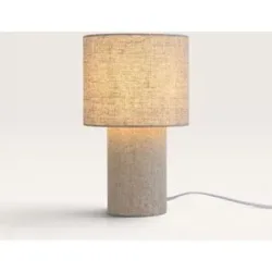 LUSENZ Marone - Tischlampe Leinen Beige 30 cm - Nachttischlampe - Skandinavisch design - E27 Fassung - Mit Ein/Aus-Schalter