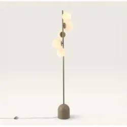 LUSENZ Evania - Stehlampe Taupe Metall 160 cm - Stehlampe wohnzimmer - Modernes design - 5 Kugeln - E14 Fassung - Opalglas - Mit Fußschalter