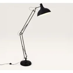 LUSENZ Dorsen - Schwarze Stehlampe Metall 180 cm - Stehlampe wohnzimmer - Modernes design - Höhenverstellbar - E27 Fassung - Mit Fußschalter