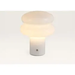 LUSENZ Elistro - Glas tischleuchte Weiß 25 cm - Akku tischleuchte - Dimmbar -Skandinavisch - Lampe für kommode - IP20 für Innen - USB-C - 3000K Warmweiß