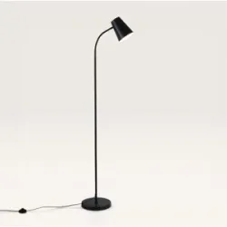LUSENZ Tylora - Schwarze Stehlampe Metall 150 cm - Stehlampe wohnzimmer - Modernes design - Verstellbarer Metall-Schirm - Matt - E27 Fassung - Mit Fußschalter