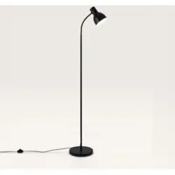 LUSENZ Tervon - Schwarze Stehlampe Metall 150 cm - Stehlampe wohnzimmer - Modern Industriedesign - Verstellbarer Metall Lampenschirm - Matt - E27 Fassung - Mit Fußschalter