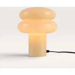 LUSENZ Elistro - Designer Tischlampe Weiß 25 cm - Nachttischlampe - Tischlampe milchglas - E27 Fassung - Mit Ein/Aus-Schalter