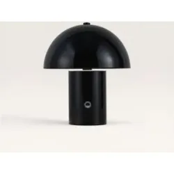 LUSENZ Civaro - Pilzlampe Schwarz 20 cm - Akku Tischleuchte - Dimmbar - Lampe für Kommode - USB-C - Metall - Retro Design - 3000K/4500K/6000K