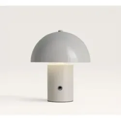 LUSENZ Civaro - Pilzlampe Offwhite 20 cm - Akku tischleuchte - Dimmbar - Lampe für kommode - USB-C - Retro design - 3000K/4500K/6000K