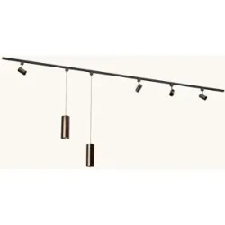 LUSENZ Schienenbeleuchtungs-Set - Gerade - 2x 1,5 m Schiene - 4 Schienenstrahler - 2 Pendelleuchten - Exkl. Leuchtmittel - IP20 - Modular - 230V - Beloria/Belano (L) - Bronze