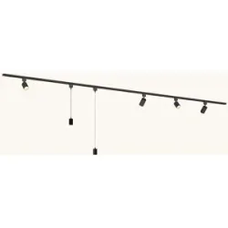 LUSENZ Schienenbeleuchtungs-Set - Gerade - 2x 1,5 m Schiene - 4 Schienenstrahler - 2 Pendelleuchten - Exkl. Leuchtmittel - IP20 - Modular - 230V - Beloria/Belano (L) - Braun