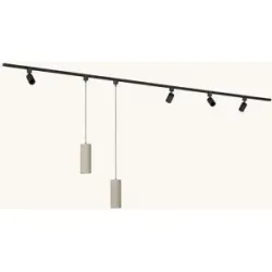 LUSENZ Schienenbeleuchtungs-Set - Gerade - 2x 1,5 m Schiene - 4 Schienenstrahler - 2 Pendelleuchten - Exkl. Leuchtmittel - IP20 - Modular - 230V - Taros/Belano (M) - Beige