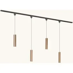LUSENZ Schienenbeleuchtungs-Set - Gerade - 2x 1 m Schiene - 4 Pendelleuchten - Inkl. 2700K GU10 - IP20 - Modular - 230V - Belano (M) - Braun