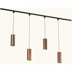 LUSENZ Schienenbeleuchtungs-Set - Gerade - 2x 1 m Schiene - 4 Pendelleuchten - Inkl. 2700K GU10 - IP20 - Modular - 230V - Belano (L) - Braun