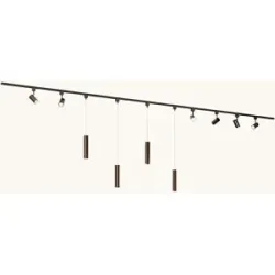 LUSENZ Schienenbeleuchtungs-Set - Gerade - 4x 1 m Schiene - 6 Schienenstrahler - 4 Pendelleuchten - Inkl. 2700K GU10 - IP20 - Modular - 230V - Beloria (M) - Bronze