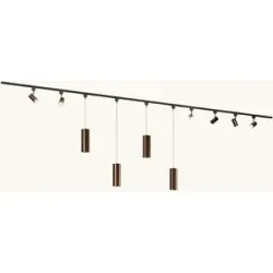 LUSENZ Schienenbeleuchtungs-Set - Gerade - 4x 1 m Schiene - 6 Schienenstrahler - 4 Pendelleuchten - Inkl. 2700K GU10 - IP20 - Modular - 230V - Beloria (L) - Bronze