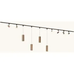 LUSENZ Schienenbeleuchtungs-Set - Gerade - 4x 1 m Schiene - 6 Schienenstrahler - 4 Pendelleuchten - Inkl. 2700K GU10 - IP20 - Modular - 230V - Beloria/Belano (L) - Braun