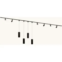 LUSENZ Schienenbeleuchtungs-Set - Gerade - 4x 1 m Schiene - 6 Schienenstrahler - 4 Pendelleuchten - Inkl. 2700K GU10 - IP20 - Modular - 230V - Taros/Belano (L) - Schwarz