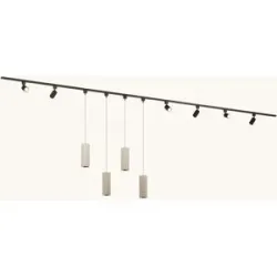 LUSENZ Schienenbeleuchtungs-Set - Gerade - 4x 1 m Schiene - 6 Schienenstrahler - 4 Pendelleuchten - Inkl. 2700K GU10 - IP20 - Modular - 230V - Taros/Belano (L) - Beige