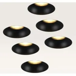 LUSENZ 6er-Set Einbaustrahler Junaro nero ? Einbautiefe 100 mm ? GU10-Fassung ? IP20 für Innenbereich ? Weiß & Schwarz ? Mit Durchgangsverdrahtung