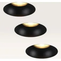 LUSENZ 3er-Set Einbaustrahler Junaro nero ? Einbautiefe 100 mm ? 4W 345lm - 2700K ? IP20 für Innenbereich ? Weiß & Schwarz ? Mit Durchgangsverdrahtung