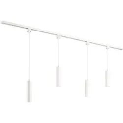 HOFTRONIC Taros LED Schienensysteme-Paket Weiß - Recht - 2x 1 m Schiene - 4 Pendelleuchte - Exkl. Lichtquelle - IP20 - Modular - 230 V