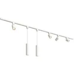 HOFTRONIC Taros LED Schienensysteme-Paket Weiß - Recht - 2x 1 m Schiene - 4 Schienenstrahler - 2 Pendelleuchte - ohne Lichtquelle - IP20 - modular - 230 V