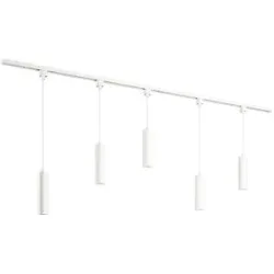 HOFTRONIC Taros LED Schienensysteme-Paket Weiß - Recht - 2x 1 m Schiene - 5 Pendelleuchte - Exkl. Lichtquelle - IP20 - Modular - 230 V