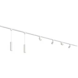 HOFTRONIC Taros LED Schienensysteme-Paket Weiß - Recht - 2x 1,5 m Schiene - 4 Schienenstrahler - 2 Pendelleuchte - Exkl. Lichtquelle - IP20 - Modular - 230 V