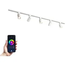 HOFTRONIC Taros LED Schienensysteme-Paket Weiß - Recht - 1,5 m Schiene - 5 Schienenstrahler - Inkl. RGBWW GU10 - IP20 - modular - 230 V