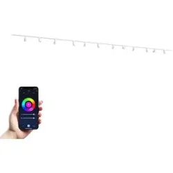 HOFTRONIC Taros LED Schienensysteme-Paket Weiß - Recht - 4x 1,5 m Schiene - 12 Schienenstrahler - Inkl. RGBWW GU10 - IP20 - Modular - 230V