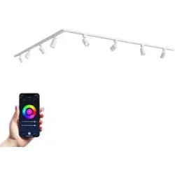 HOFTRONIC Taros LED Schienensysteme-Paket Weiß - L-Form - 4 x 1 m Schiene - 8 Schienenstrahler - Inkl. RGBWW GU10 - IP20 - modular - 230 V