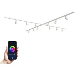 HOFTRONIC Taros LED Schienensysteme-Paket Weiß - X-Form - 4x 1,5 m Schiene - 12 Schienenstrahler - Inkl. RGBWW GU10 - IP20 - modular - 230 V
