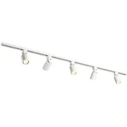 HOFTRONIC Taros LED Schienensysteme-Paket Weiß - Recht - 1,5 m Schiene - 5 Schienenstrahler - Inkl. 2700K GU10 - IP20 - modular - 230 V