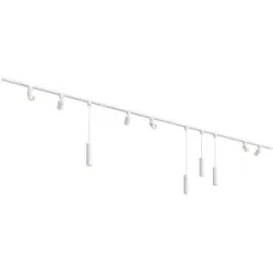 HOFTRONIC Taros LED Schienensysteme-Paket Weiß - Recht - 4x 1 m Schiene - 6 Schienenstrahler - 4 Pendelleuchte - Inkl. 2700K GU10 - IP20 - Modular - 230V