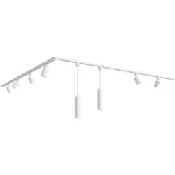 HOFTRONIC Taros LED Schienensysteme-Paket Weiß - L-Form - 4 x 1 m Schiene - 6 Schienenstrahler - 2 Pendelleuchte - Inkl. 2700K GU10 - IP20 - modular - 230 V