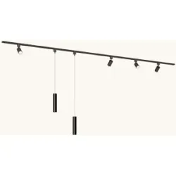 LUSENZ Schienenbeleuchtungs-Set - Gerade - 2x 1,5 m Schiene - 4 Schienenstrahler - 2 Pendelleuchten - Inkl. 2700K GU10 - IP20 - Modular - 230V - Taros/Belano (M) - Schwarz
