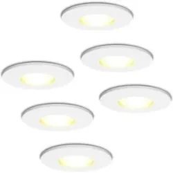 HOFTRONIC 6er Set Barcelona - LED Einbaustrahler - IP44 wasserdicht - 4 Watt 345 lumen - 2700K warmweiß - GU10 - Dimmbar - Rund - Für Bad, Innen- und Außenbereich - Weiß