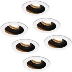 HOFTRONIC 6er Set Laredo LED Einbaustrahler - GU10 4 Watt 345 lumen - 2700K warmweiß - Dimmbar - Versenkt - Rund - Schwenkbar - IP20 für innen - Weiß