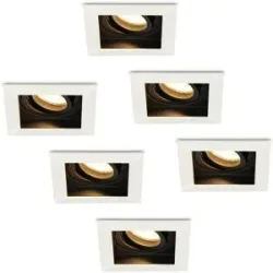 HOFTRONIC 6er Set Durham LED Einbaustrahler Eckig - 4W 345lm - 2700K warmweiß - GU10 - Dimmbar - Schwenkbar - IP20 für innen - Weiß